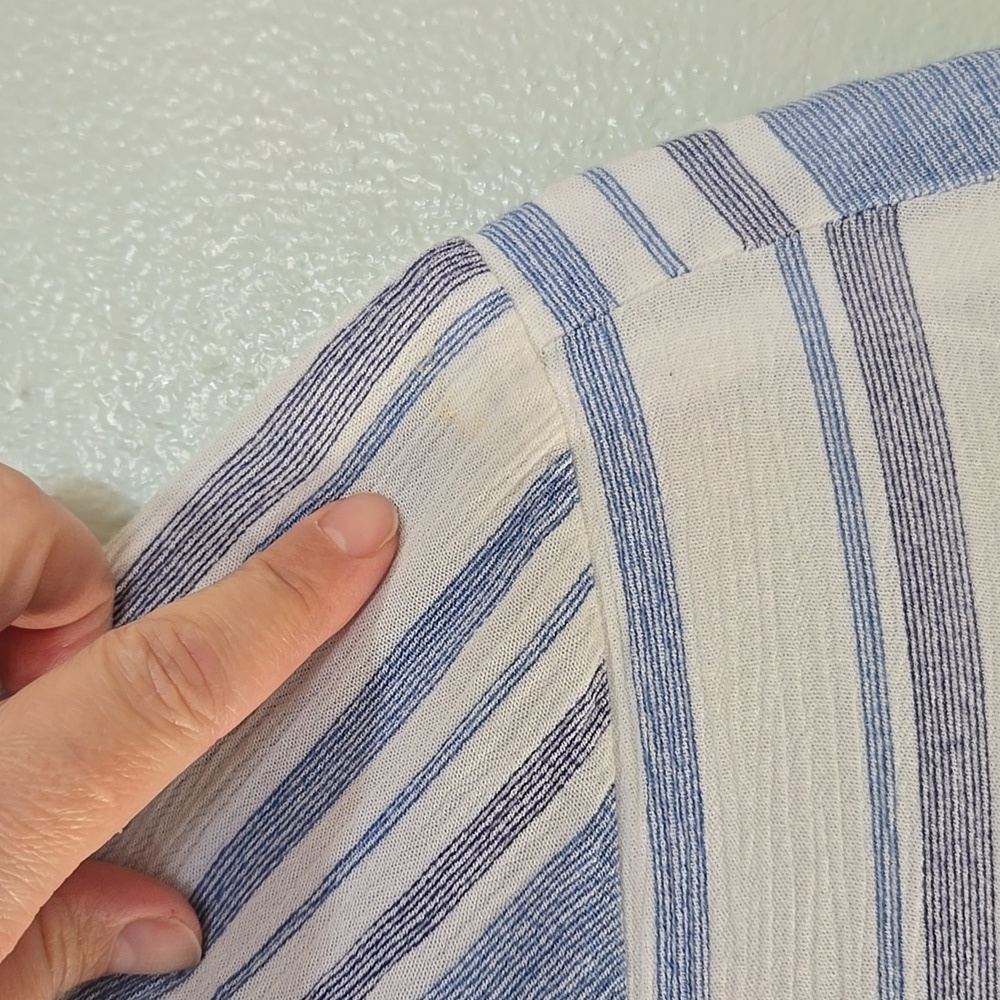 Lulus | Ardell Blue and White Striped Embroidered Shift Dress Size Medium - Picture 12 of 12